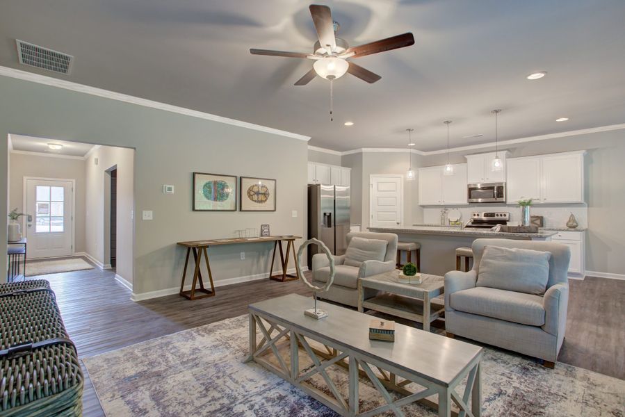 Furnished interior in a model home at Legends at Old Monroe in Monroe (Image 31).