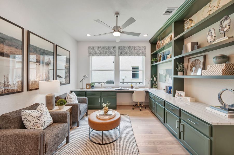Furnished interior in a model home at The Highlands Encore - Tranquil Collection in Porter (Image 35). Furnished interior in a model home at The Highlands Encore - Tranquil Collection in Porter (Image 35).