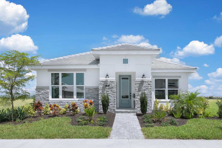 Front exterior of a home in the Vistera of Venice – Cottage Series community, located in Nokomis, FL (Image 3).
