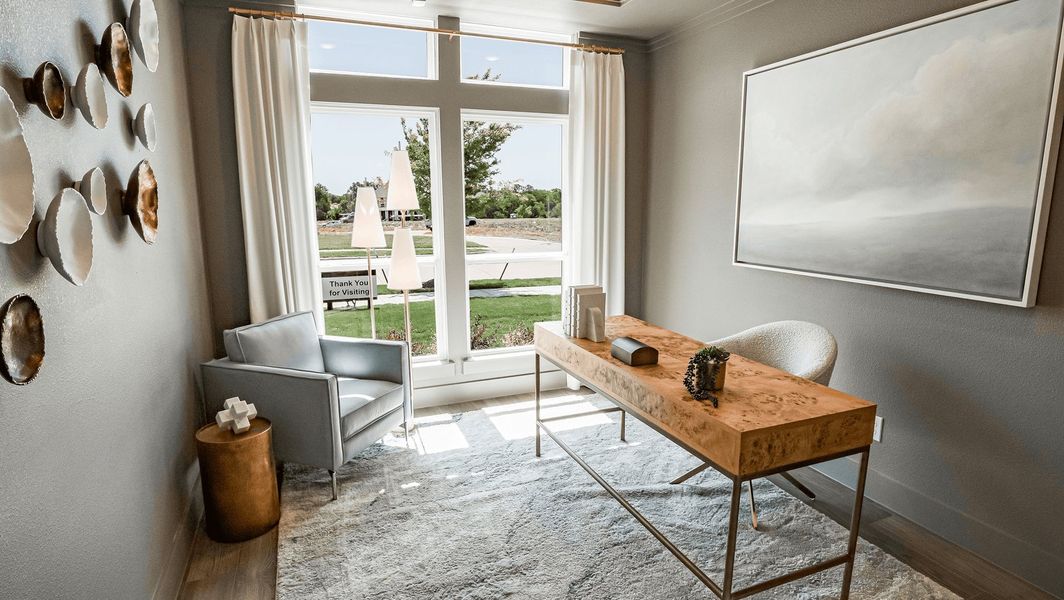 Furnished interior in a model home at Trails at Cottonwood Creek in Rowlett (Image 13). Furnished interior in a model home at Trails at Cottonwood Creek in Rowlett (Image 13).