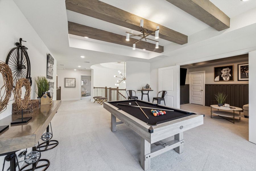 Furnished interior in a model home at The Woodlands Hills – 55' in Willis (Image 19).