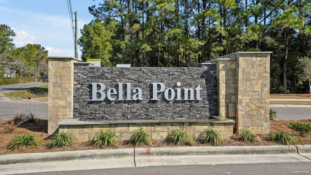 Entrance to the Bella Point community in Bolivia, NC, featuring signage and landscaping (Image 1). Entrance to the Bella Point community in Bolivia, NC, featuring signage and landscaping (Image 1).