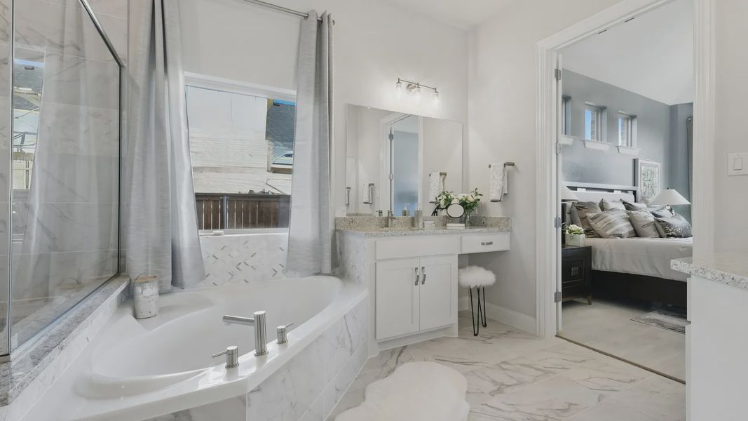 Furnished interior in a model home at Green Meadows in Celina (Image 28). Furnished interior in a model home at Green Meadows in Celina (Image 28).