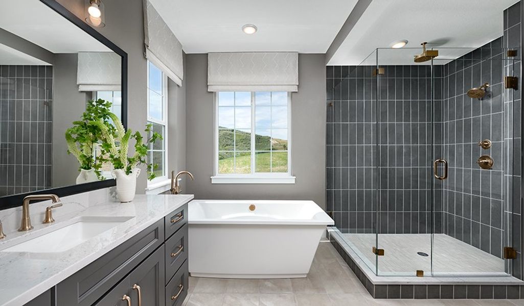 Furnished interior in a model home at Chateau at the Meadows in Castle Rock (Image 7).