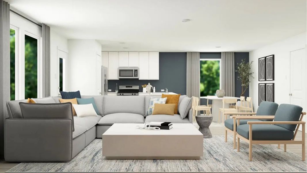 Furnished interior in a model home at Winfield Park: Cottage in Hutto (Image 12).