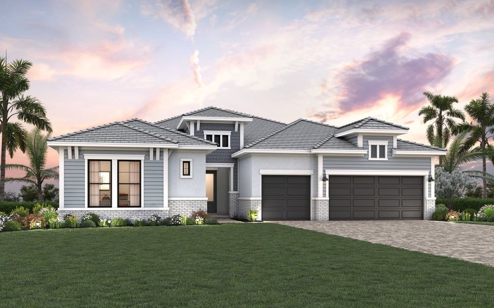 Front exterior of a home in the Palmera Wellen Park – Executive Series community, located in Venice, FL (Image 4).