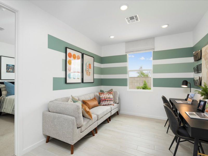 Furnished interior in a model home at Mesquite Mountain Ranch at Frontera in Surprise (Image 31).