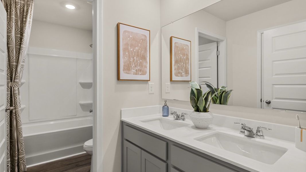 Furnished interior in a model home at Jackson Landing in Jefferson (Image 31).