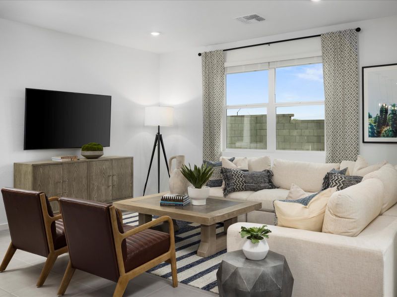 Furnished interior in a model home at Meritage Homes by Teravalis - Reserve Series in Buckeye (Image 17).