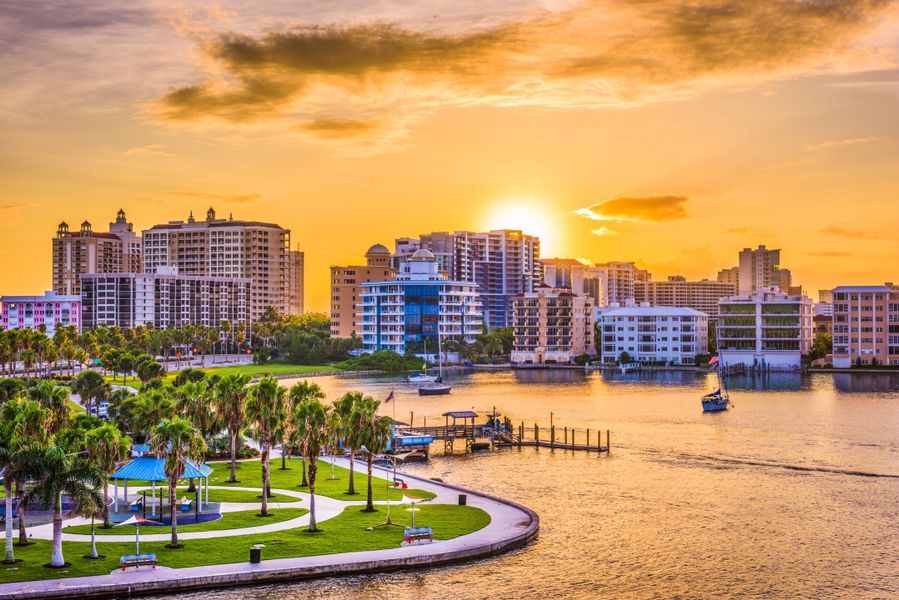 Coastal town at sunset Coastal town at sunset