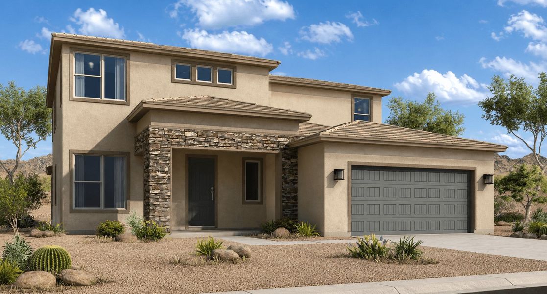 Front exterior of a home in the Alta Vida at Westpark community, located in Buckeye, AZ (Image 16). Front exterior of a home in the Alta Vida at Westpark community, located in Buckeye, AZ (Image 16).