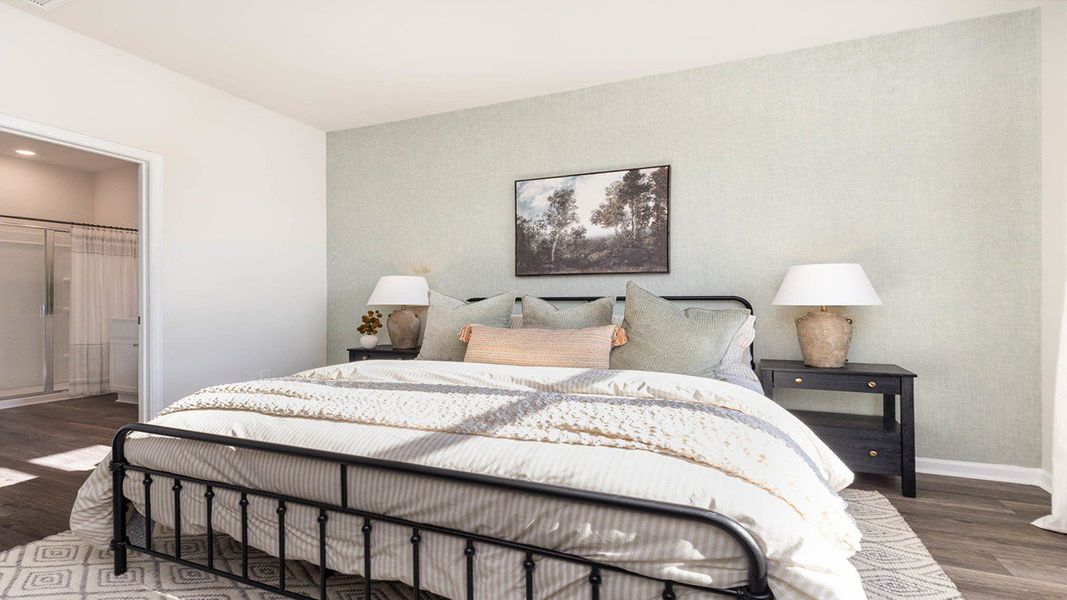 Furnished interior in a model home at Fox Run in Supply (Image 3).