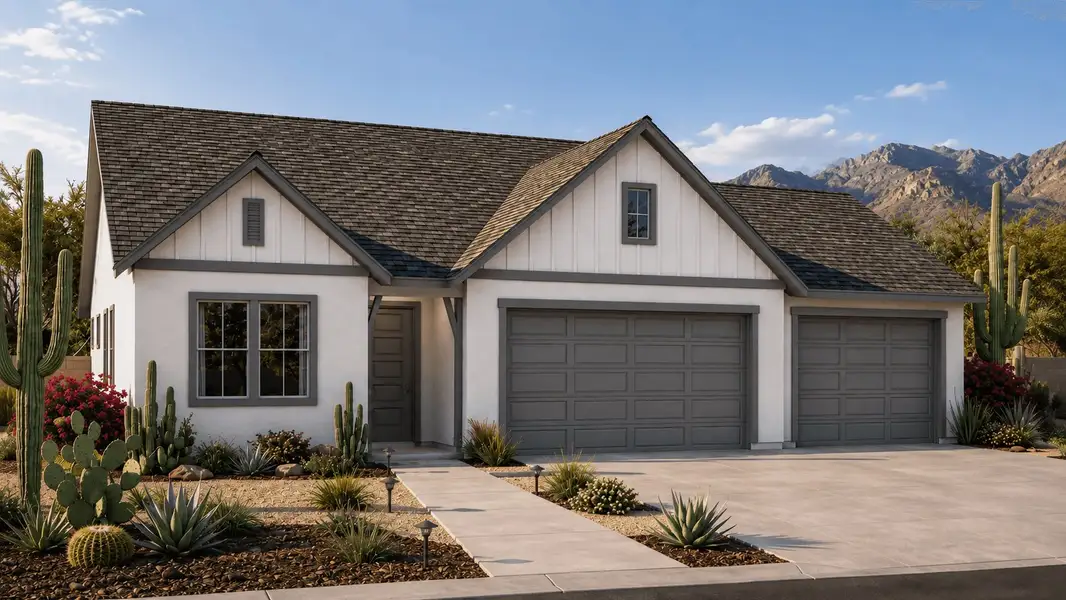 Front exterior of a home in the Silver Cross community, located in San Tan Valley, AZ (Image 2). Front exterior of a home in the Silver Cross community, located in San Tan Valley, AZ (Image 2).