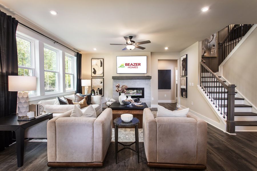 Furnished interior in a model home at Easton Walk in Lawrenceville (Image 3). Furnished interior in a model home at Easton Walk in Lawrenceville (Image 3).