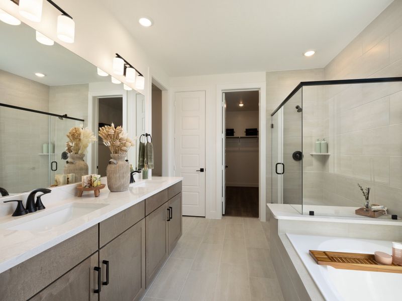 Furnished interior in a model home at Sanford Farms - Classic Series in Waller (Image 15).