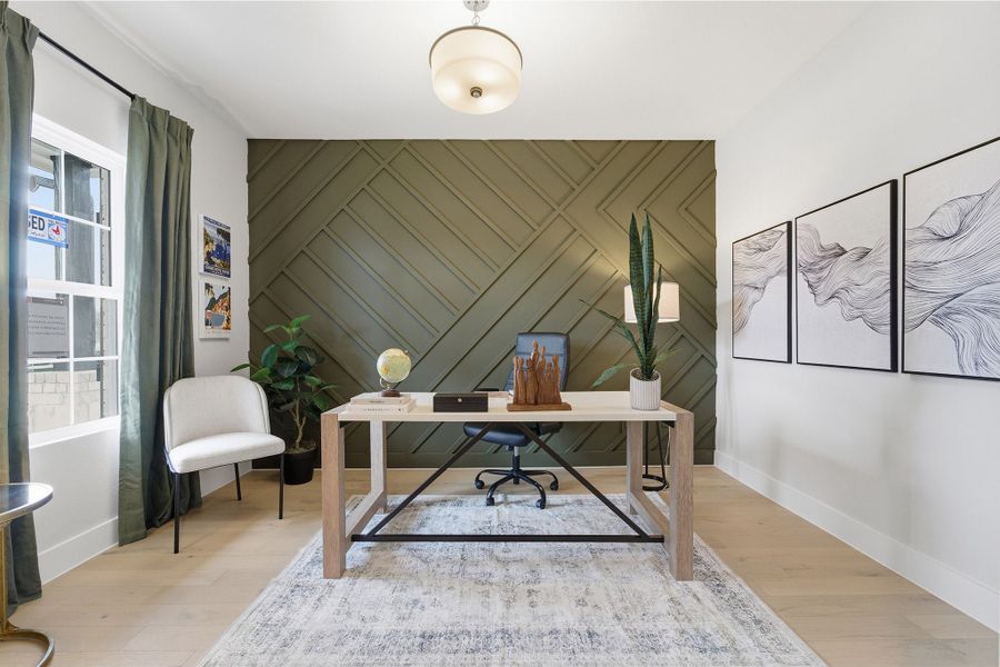 Furnished interior in a model home at Infinity Square in Kyle (Image 5).