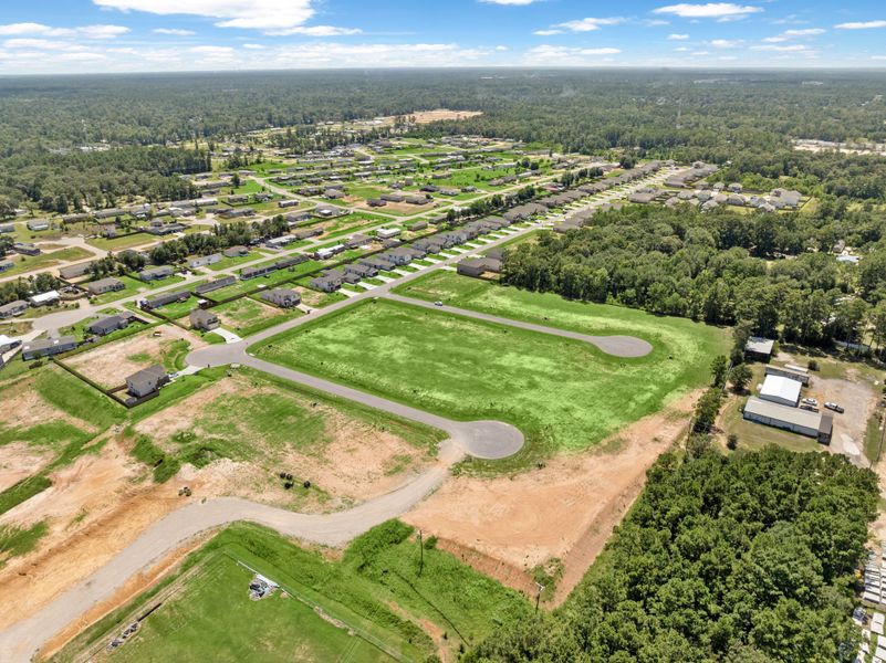 A landscape with trees and buildings. A landscape with trees and buildings.