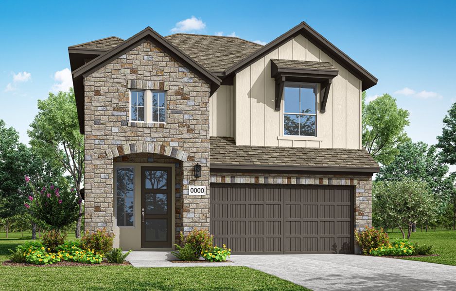 Front exterior of a home in the Terrace Collection at Lariat community, located in Liberty Hill, TX (Image 3).