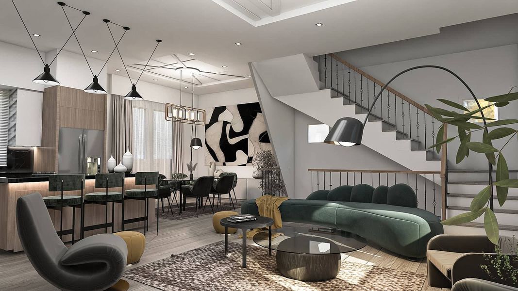 Furnished interior in a model home at Chateaux at Northwood in Houston (Image 4). Furnished interior in a model home at Chateaux at Northwood in Houston (Image 4).