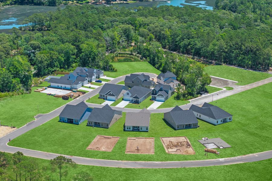 Aerial view of the Creekview Landing community in Shallotte, NC, showing layout and nearby surroundings (Image 11). Aerial view of the Creekview Landing community in Shallotte, NC, showing layout and nearby surroundings (Image 11).