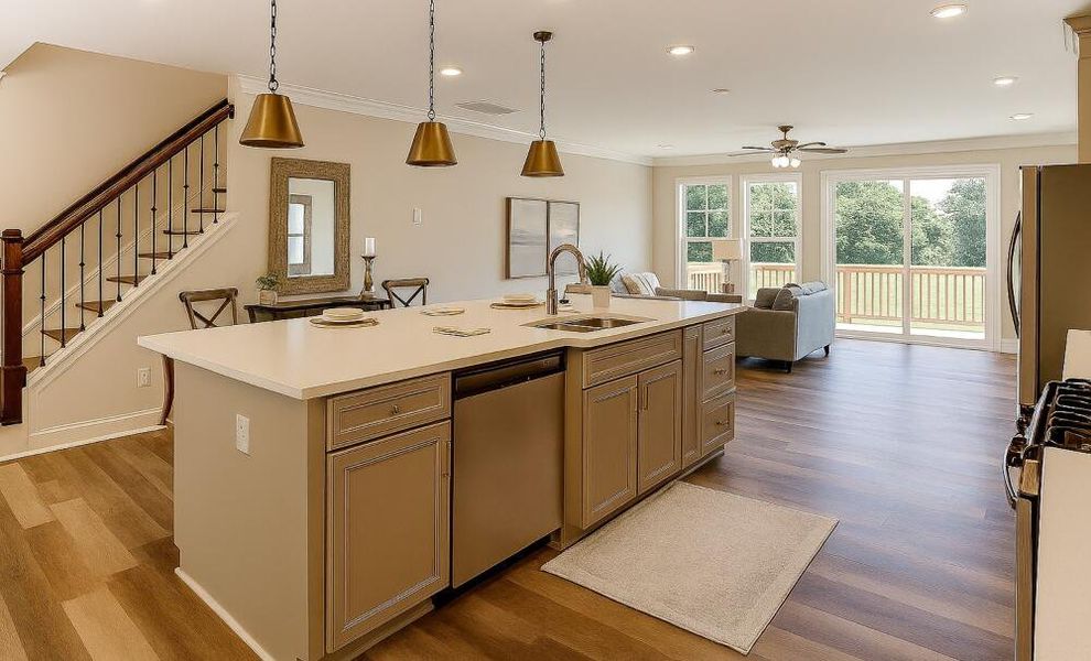 Furnished interior in a model home at 40 at White Oak Townhomes in Garner (Image 2). Furnished interior in a model home at 40 at White Oak Townhomes in Garner (Image 2).