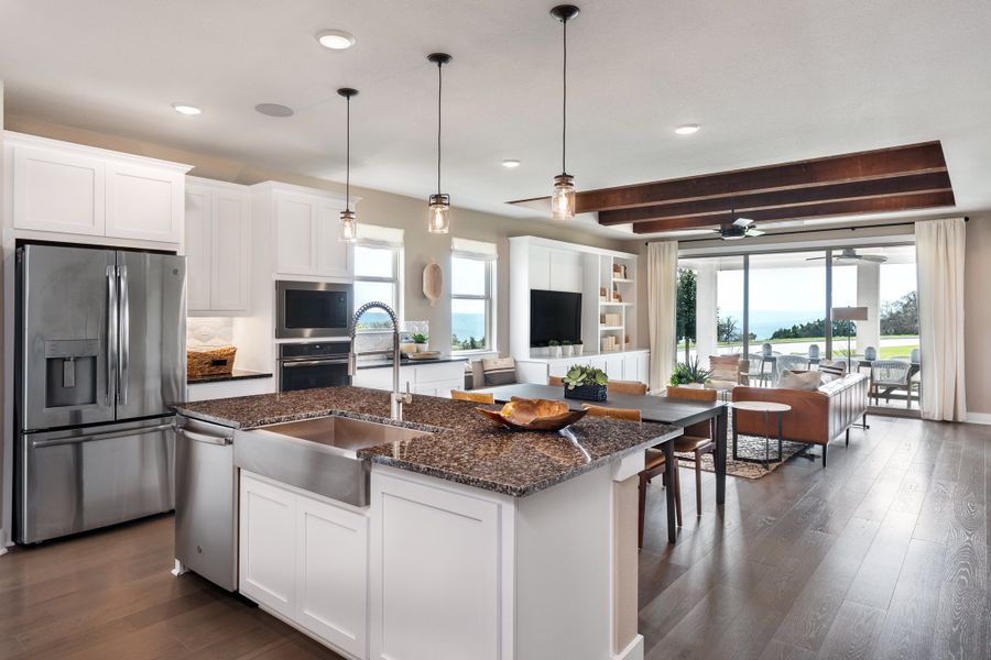 Furnished interior in a model home at Travisso Capri in Leander (Image 8).
