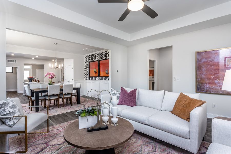 Furnished interior in a model home at The Walk at East Village in Clayton (Image 9). Furnished interior in a model home at The Walk at East Village in Clayton (Image 9).
