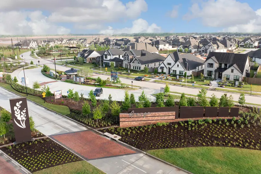 Aerial view of the Grange - Reserve Collection community in Katy, TX, showing layout and nearby surroundings (Image 1). Aerial view of the Grange - Reserve Collection community in Katy, TX, showing layout and nearby surroundings (Image 1).