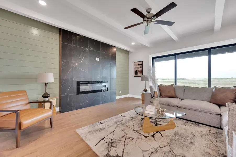 Furnished interior in a model home at Peaks at Lone Elm in Waxahachie (Image 2). Furnished interior in a model home at Peaks at Lone Elm in Waxahachie (Image 2).