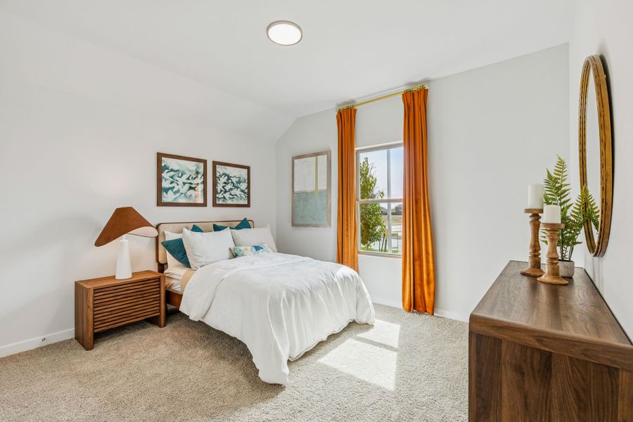 Bedroom in a Terra Vella Hayden Model Home in Fort Worth TX by Trophy Signature Homes
