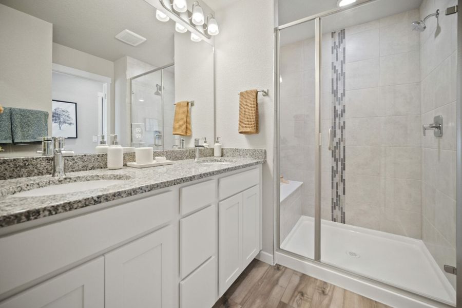 Furnished interior in a model home at Aspen Meadows – Townhomes in Colorado Springs (Image 22). Furnished interior in a model home at Aspen Meadows – Townhomes in Colorado Springs (Image 22).