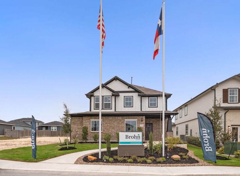 Front exterior of a home in the Hunters Ranch community, located in San Antonio, TX (Image 4).
