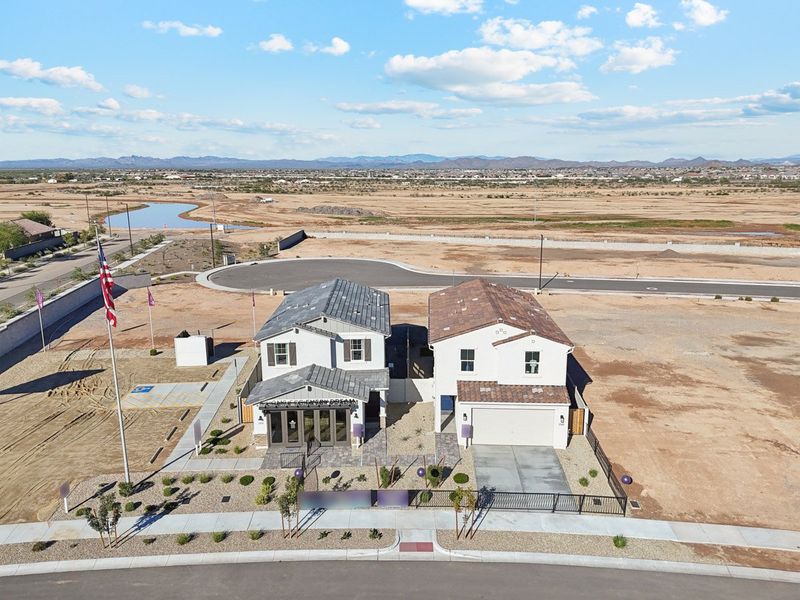 A building in a desert.