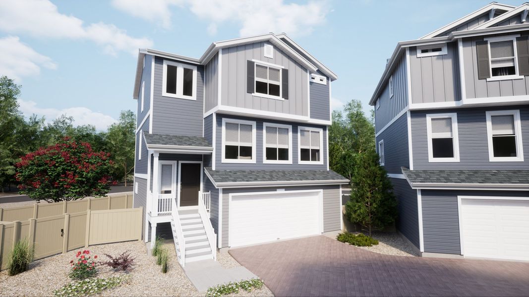 Front exterior of a home in the Coach House at Muegge Farms community, located in Bennett, CO (Image 4).