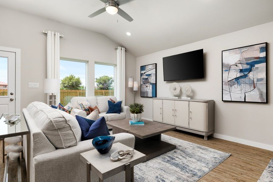 Furnished interior in a model home at Alberta Heights in Edinburg (Image 51).