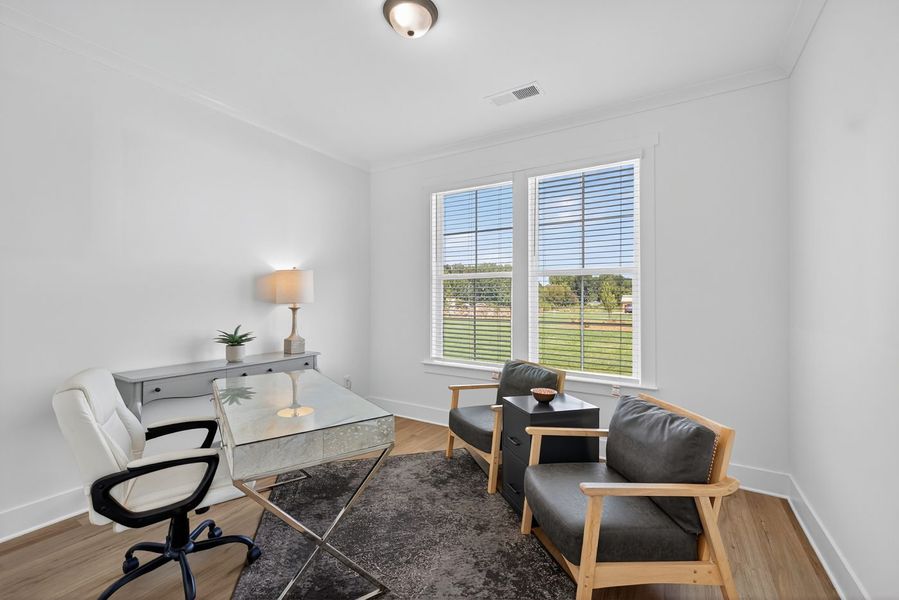 Furnished interior in a model home at Alcovy Overlook in Dacula (Image 3).
