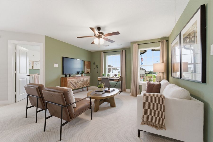 Furnished interior in a model home at Trails at Woodhaven Lakes in La Marque (Image 37).