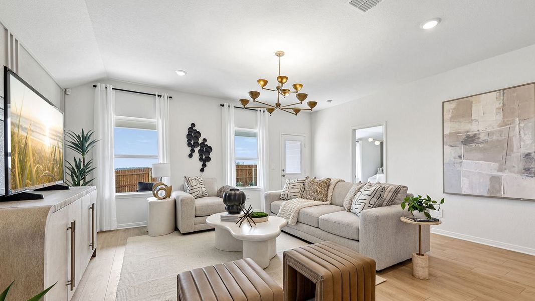 Furnished interior in a model home at Revelry in Del Valle (Image 8). Furnished interior in a model home at Revelry in Del Valle (Image 8).