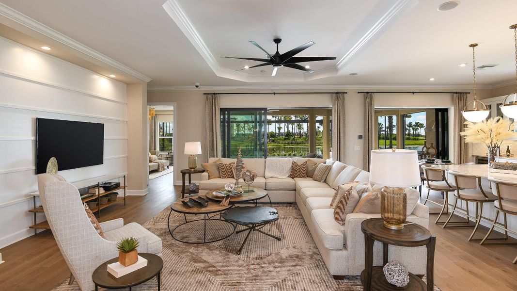 Furnished interior in a model home at Esplanade by the Islands in Naples (Image 78).