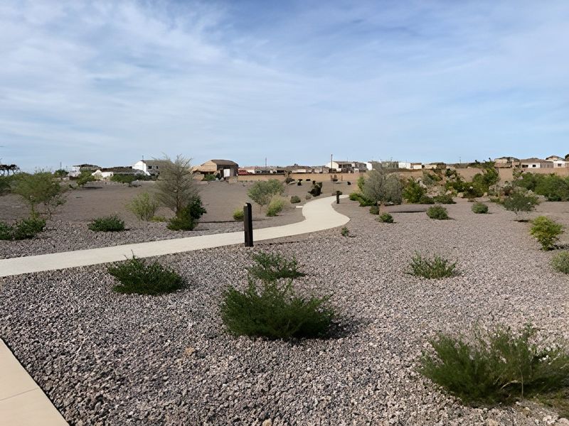 A scenic, desert landscape with a winding path in Combs Ranch Discovery Collection by Taylor Morrison (Queen Creek, AZ).
