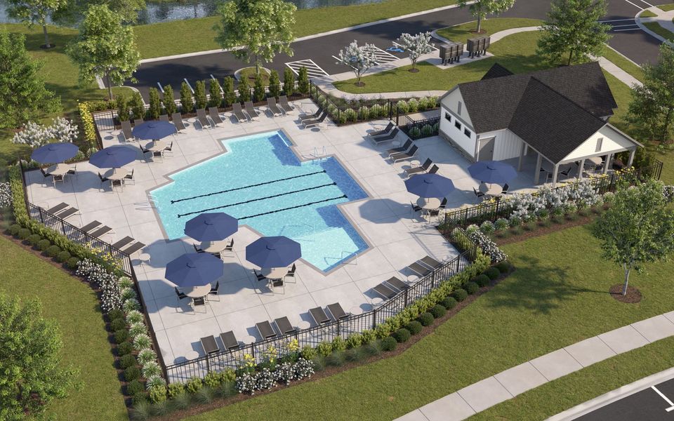 Enjoy onsite amenities including a pool, clubhouse, and greenspaces