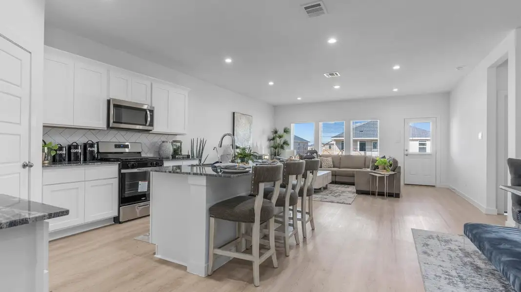 Furnished interior in a model home at Caldwell Crossing in Iowa Colony (Image 7). Furnished interior in a model home at Caldwell Crossing in Iowa Colony (Image 7).