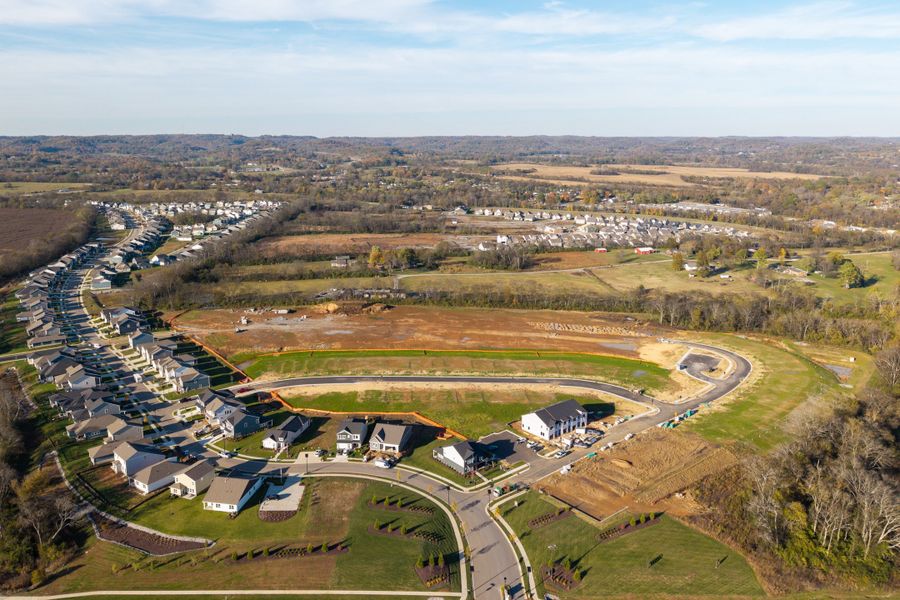 Aerial view of the Nexus Townhomes community in Gallatin, TN, showing layout and nearby surroundings (Image 7).