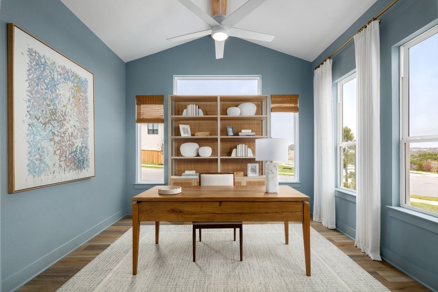 Furnished interior in a model home at Palmera Ridge in Leander (Image 32).