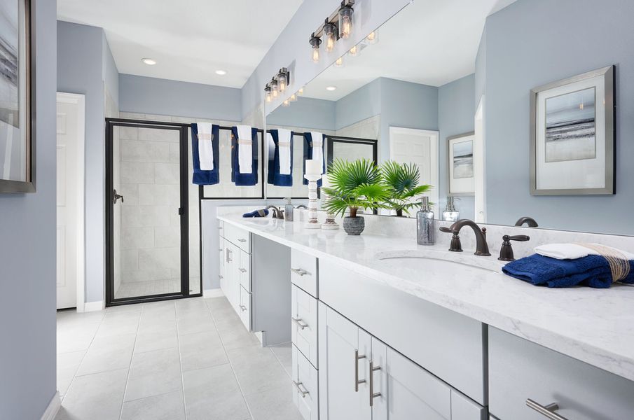 Furnished interior in a model home at Leela Reserve Paired Villas in Tavares (Image 15). Furnished interior in a model home at Leela Reserve Paired Villas in Tavares (Image 15).