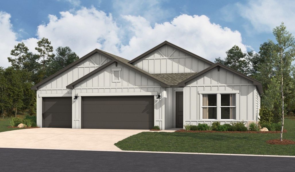 Front exterior of a home in the Hickory Ridge Estates community, located in Elmendorf, TX (Image 10). Front exterior of a home in the Hickory Ridge Estates community, located in Elmendorf, TX (Image 10).