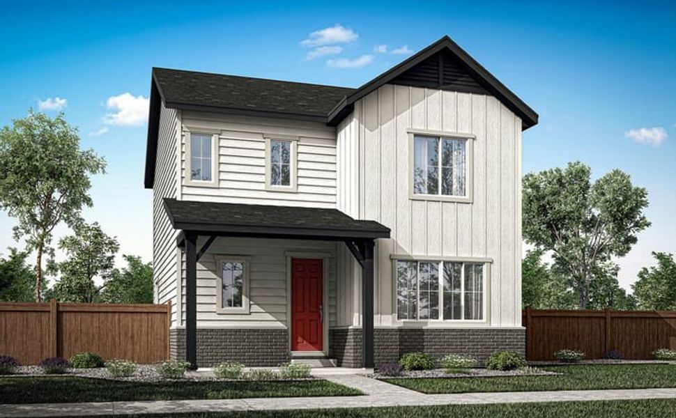 Front exterior of a home in the Painted Prairie community, located in Aurora, CO (Image 4).