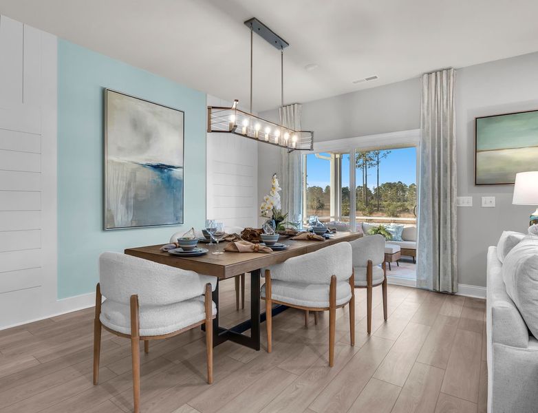 Bright dining areas made for meals together, birthday candles, and everyday connection