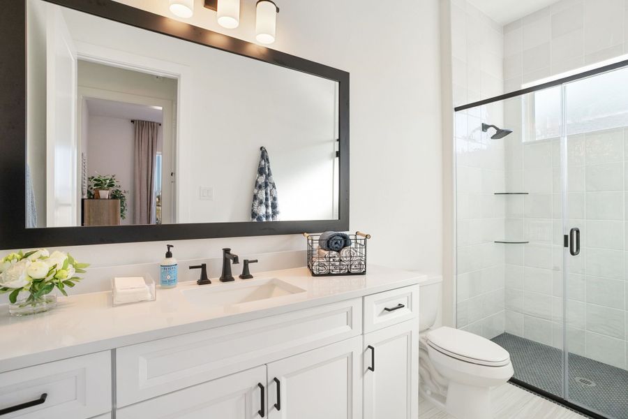 Furnished interior in a model home at Lily Creek at Sutton Fields in Aubrey (Image 76).