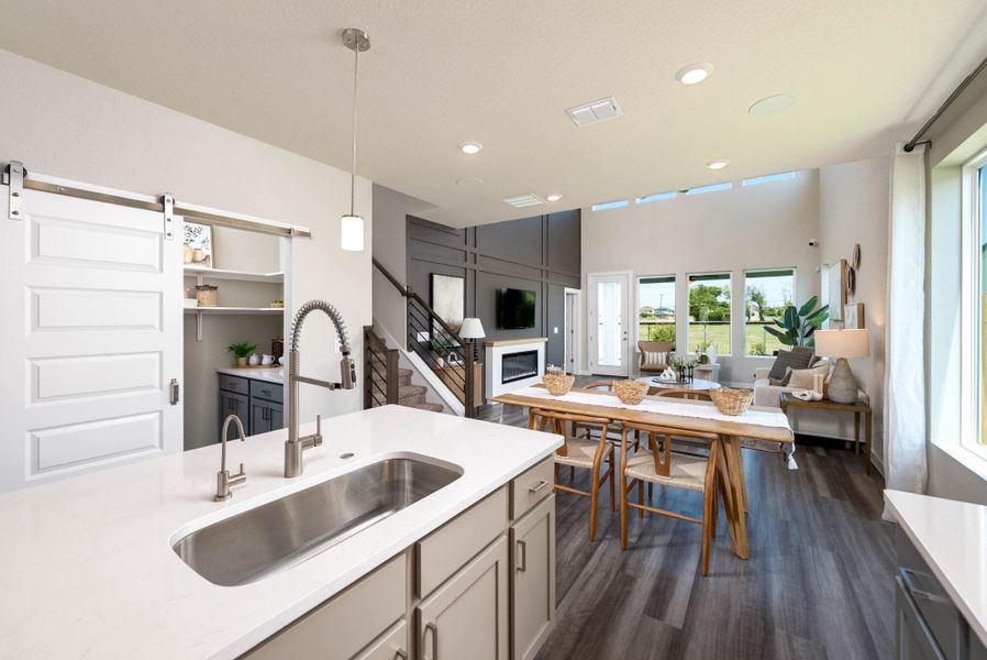 Furnished interior in a model home at August Fields in New Braunfels (Image 24).